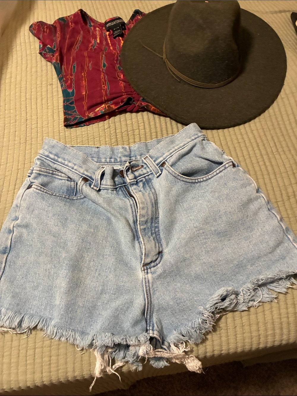 Lee Light Blue Paperbag Waist Denim Shorts